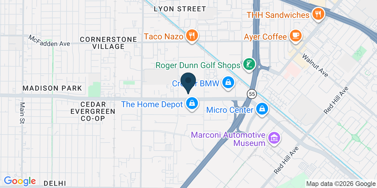 Map showing Santa Ana, Orange County, CA