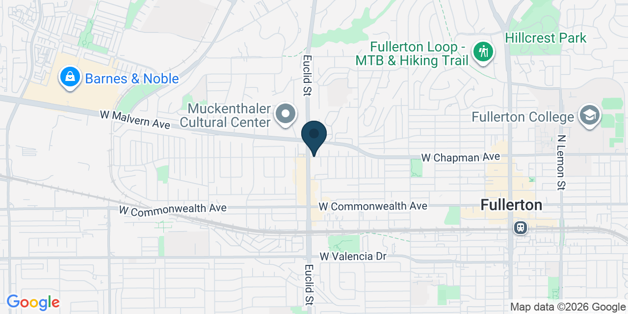 Map showing Fullerton, Orange County, CA