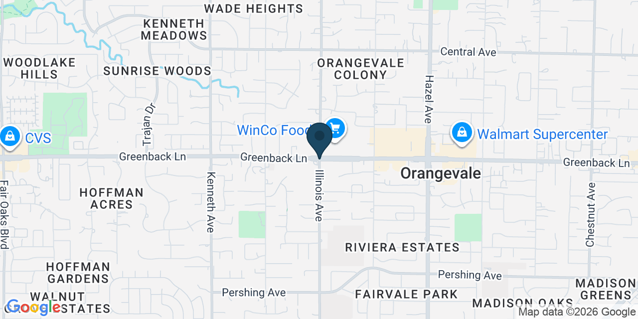 Map showing Orangevale, Sacramento County, CA