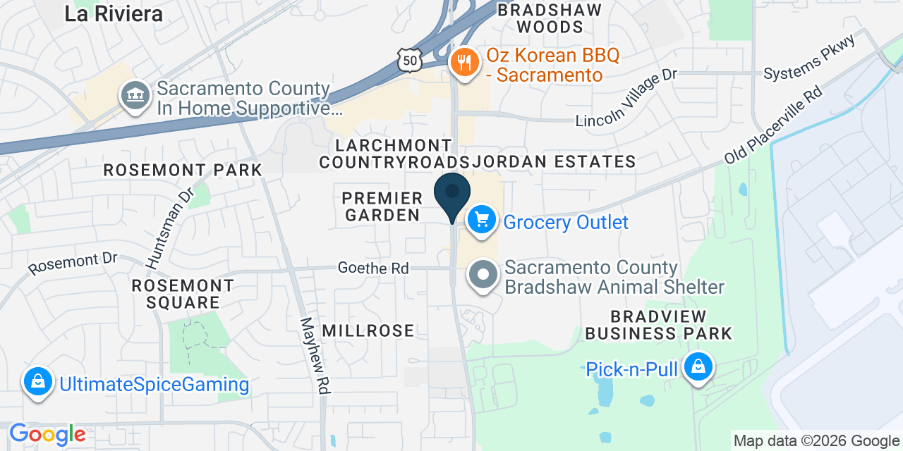 Map showing Rosemont, Sacramento County, CA