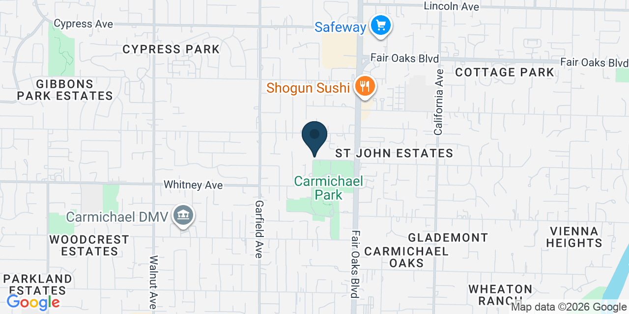 Map showing Carmichael, Sacramento County, CA