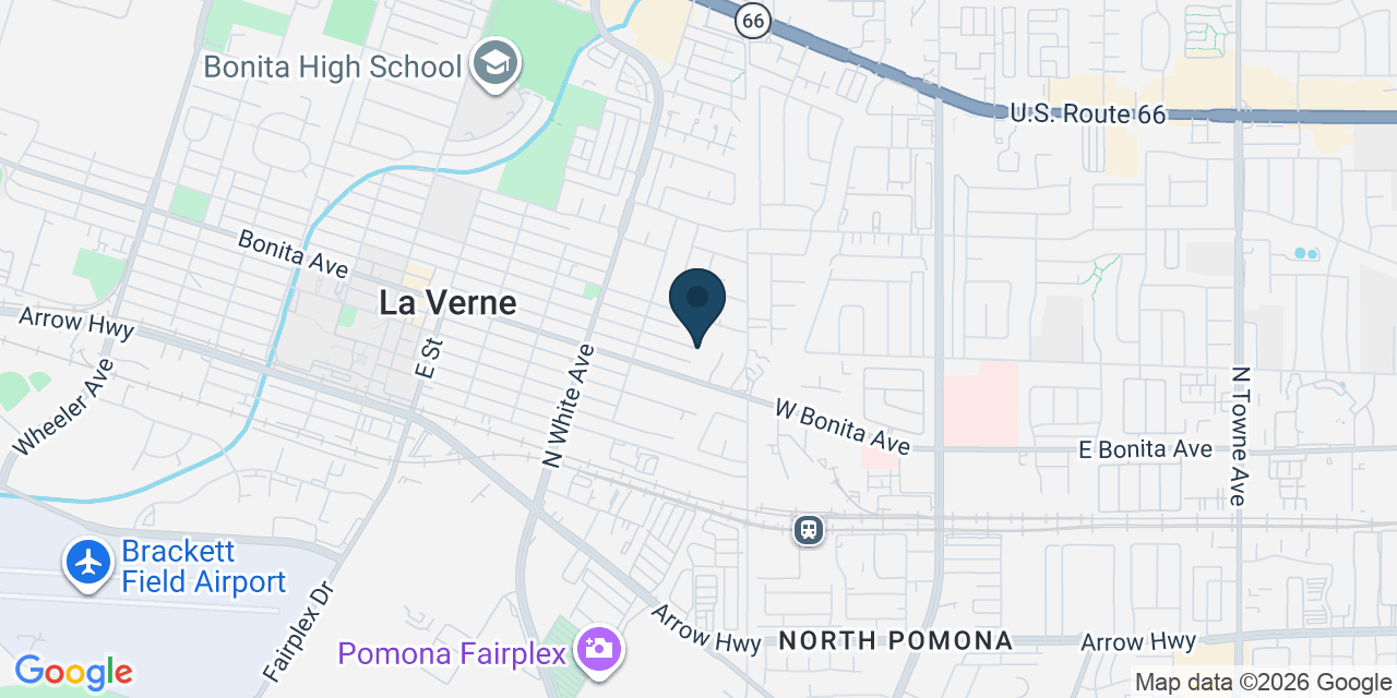 Map showing La Verne, Los Angeles County, CA