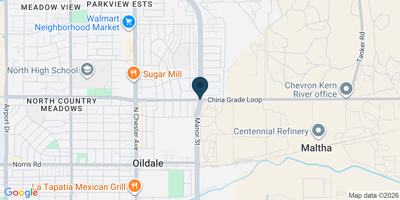 Map showing Oildale, Kern County, CA