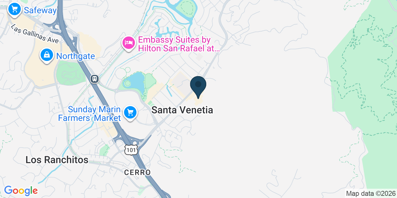 Map showing San Rafael, Marin County, CA