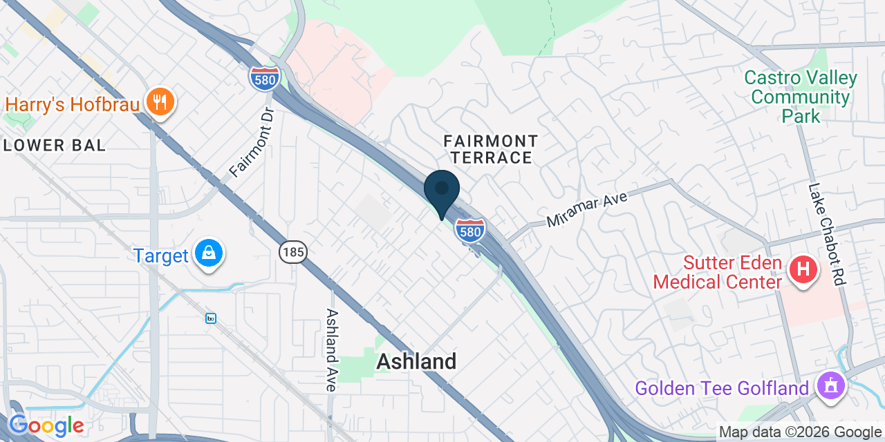 Map showing Ashland, Alameda County, CA