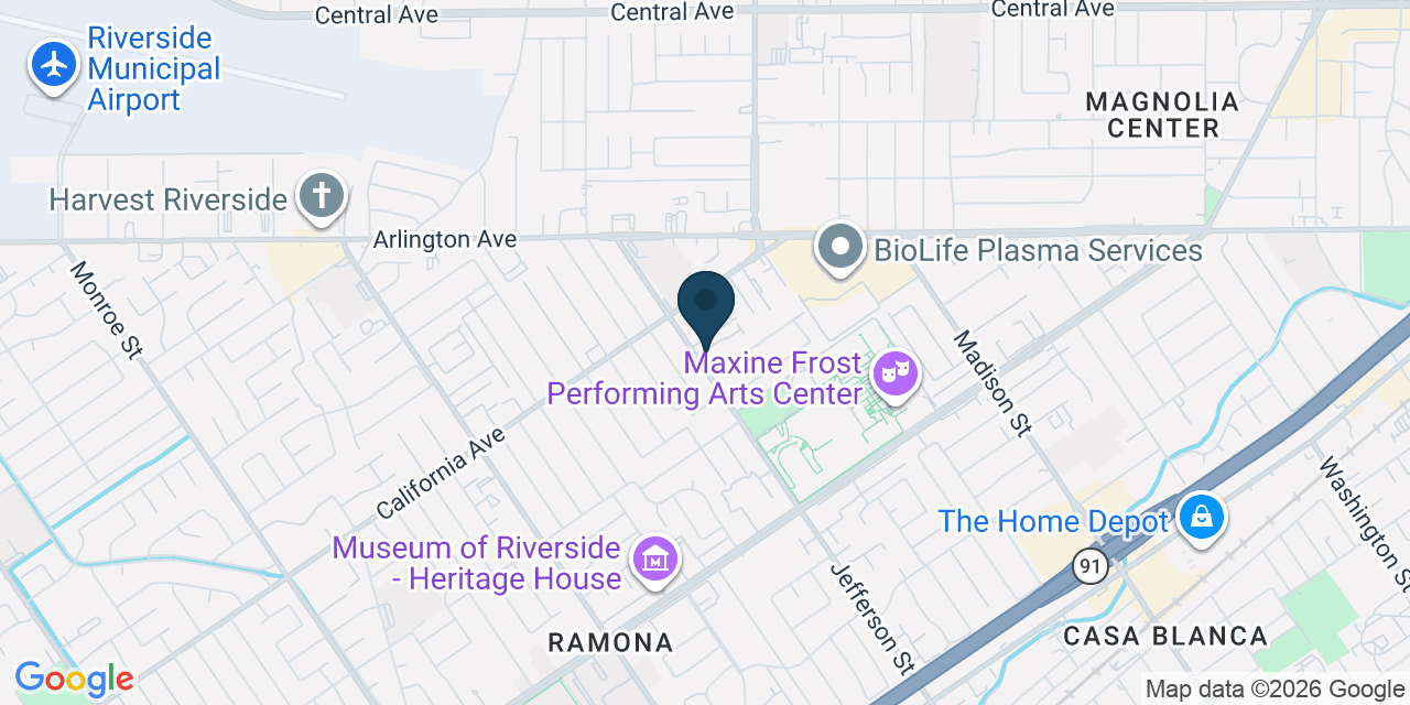 Map showing Riverside, Riverside County, CA