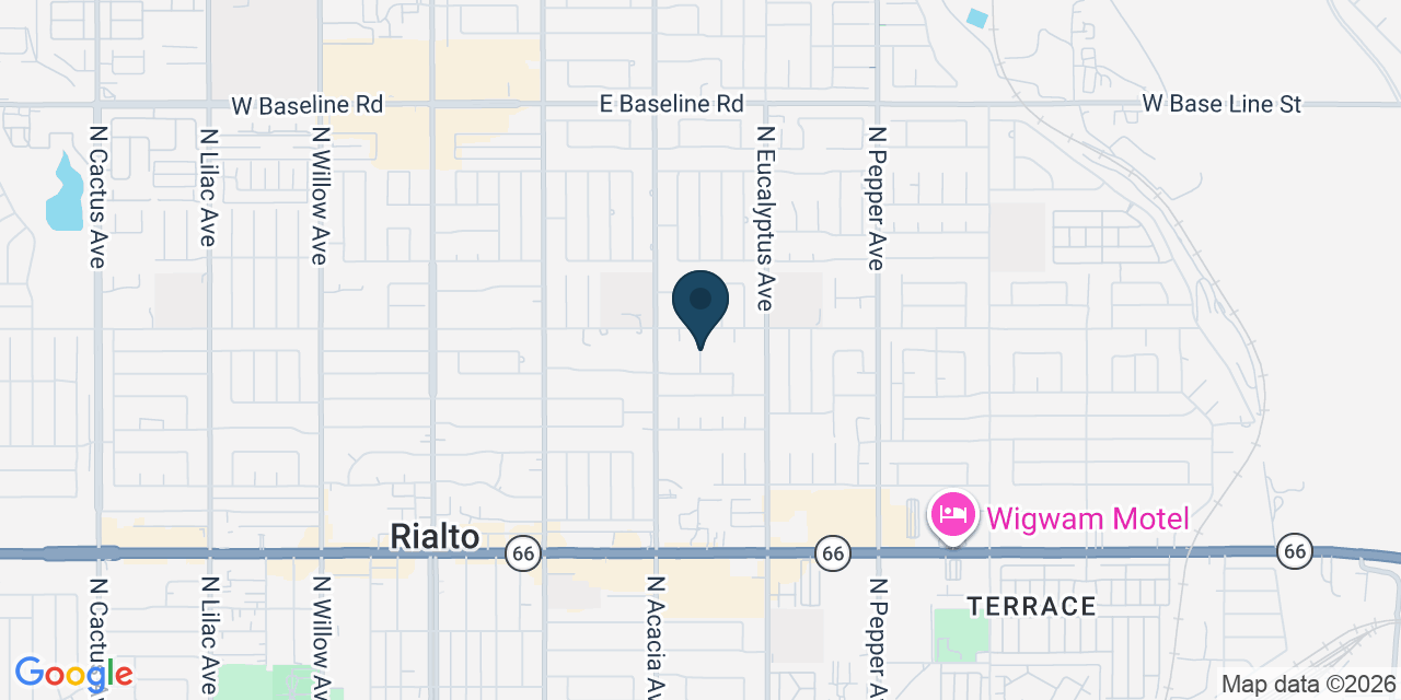Map showing Rialto, San Bernardino County, CA