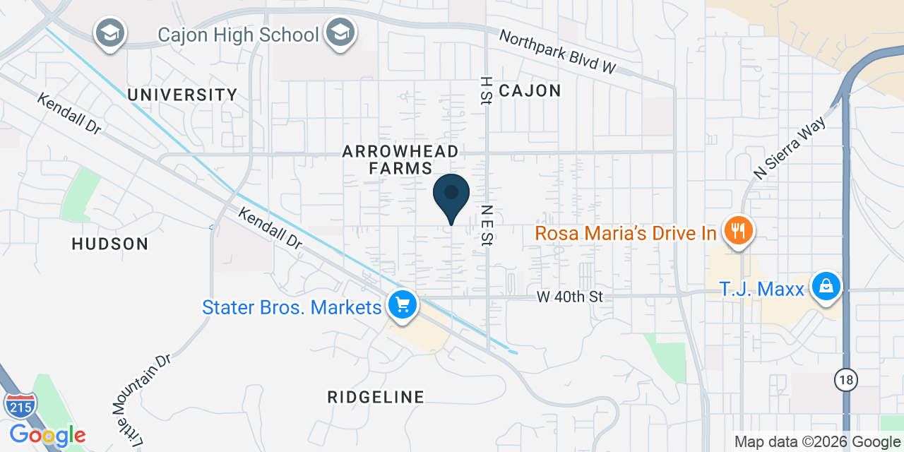 Map showing Arrowhead Farms, San Bernardino County, CA
