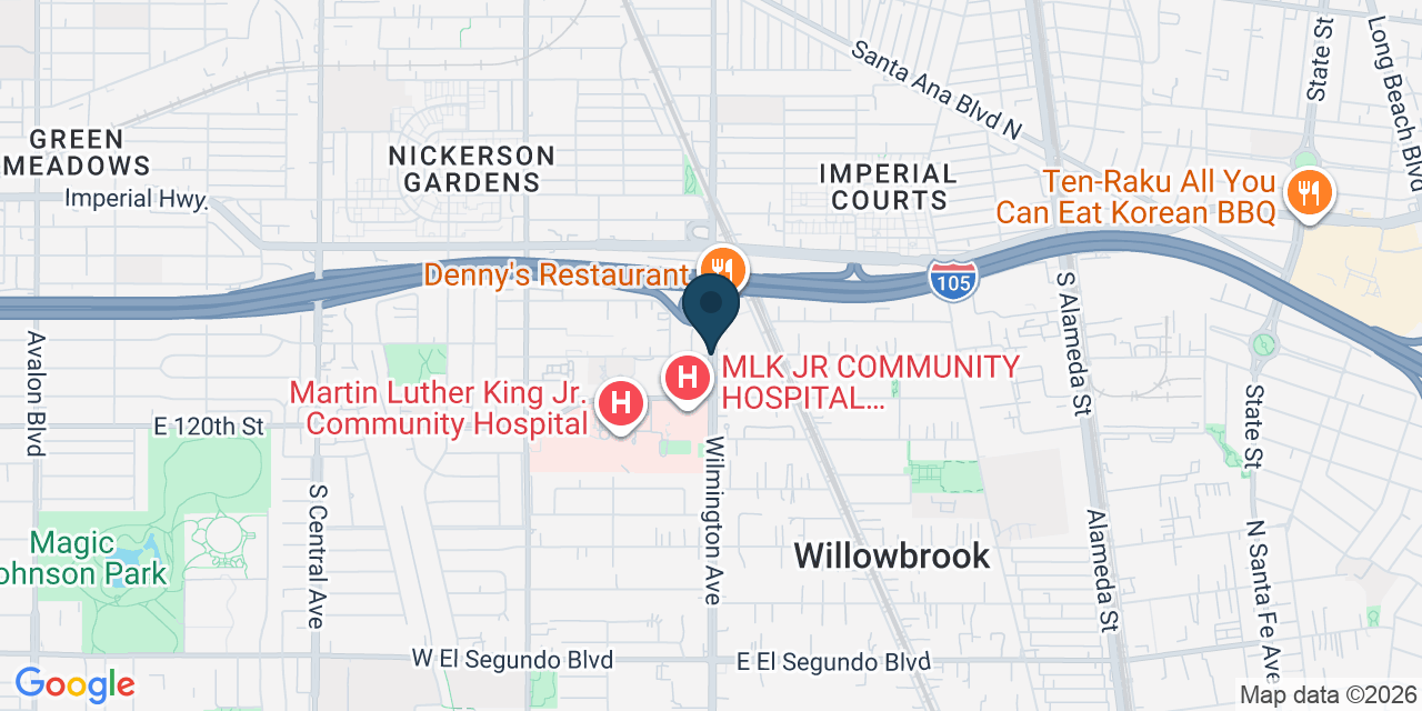 Map showing Willowbrook, Los Angeles County, CA