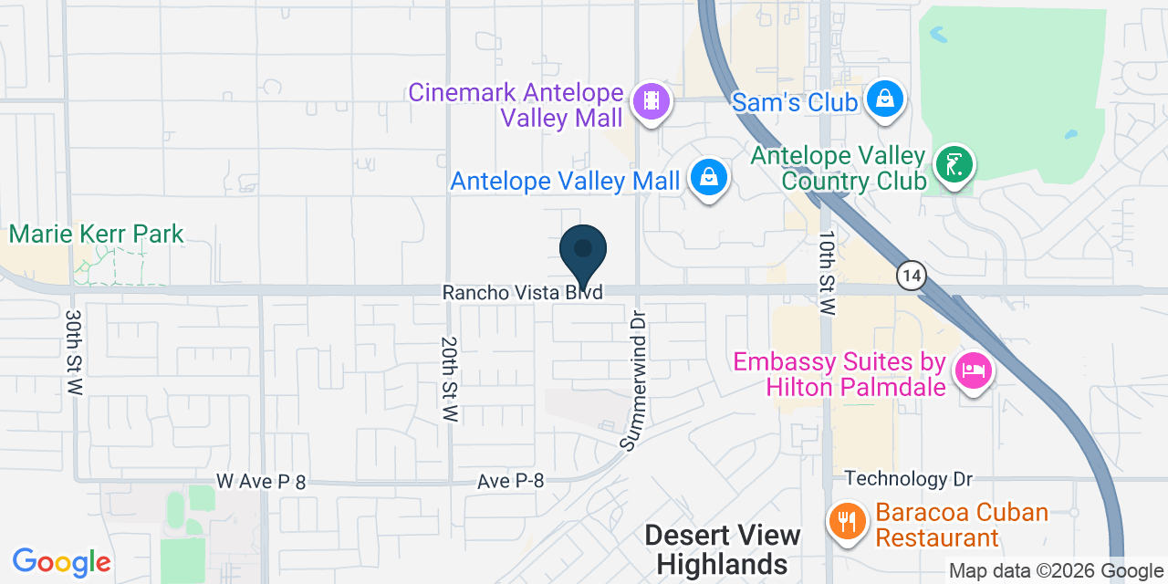 Map showing Palmdale, Los Angeles County, CA