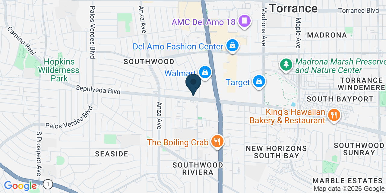 Map showing Torrance, Los Angeles County, CA
