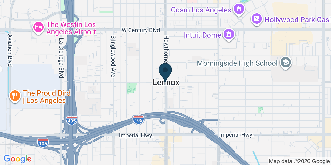 Map showing Lennox, Los Angeles County, CA