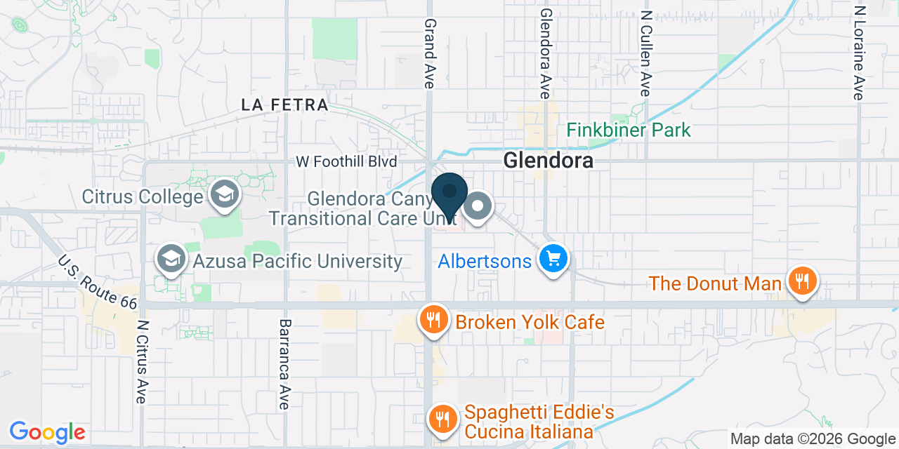 Map showing Glendora, Los Angeles County, CA