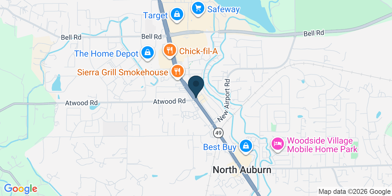 Map showing North Auburn, Placer County, CA