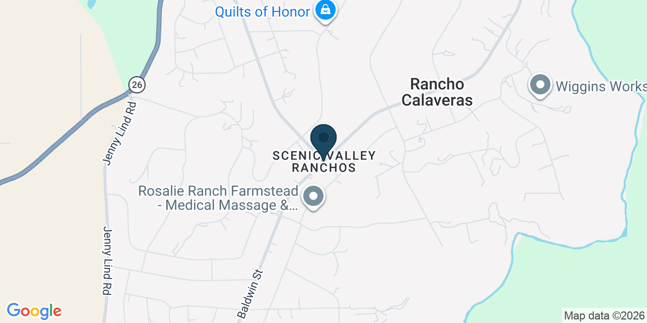 Map showing Rancho Calaveras, Calaveras County, CA
