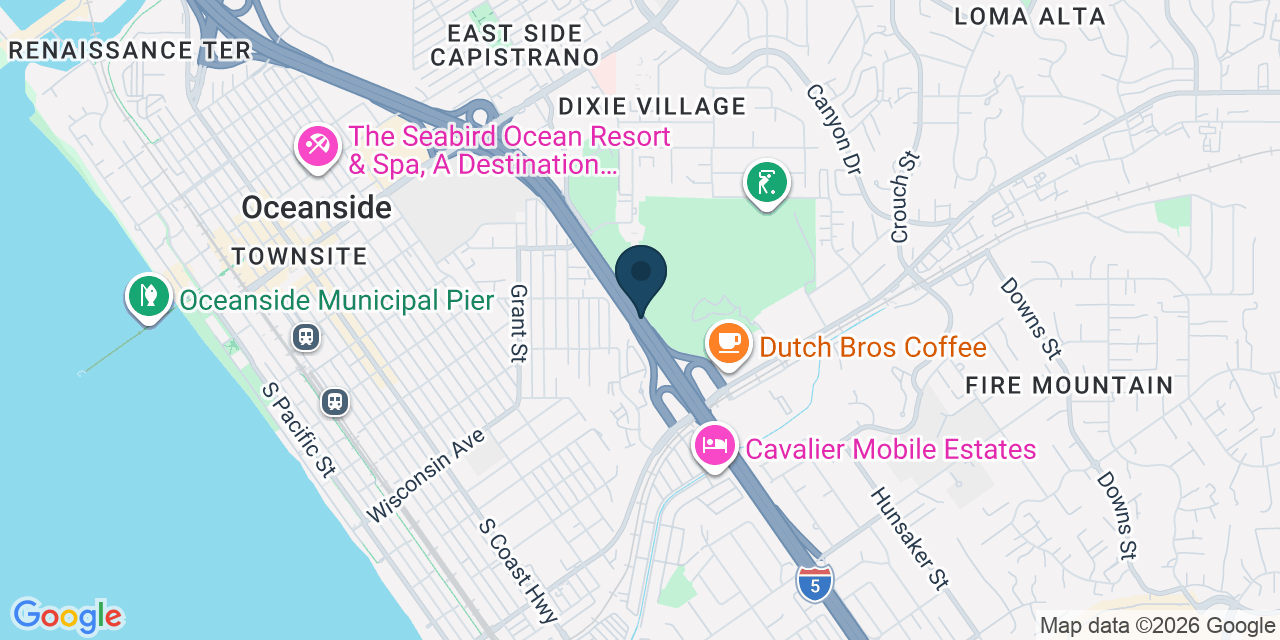 Map showing Oceanside, San Diego County, CA