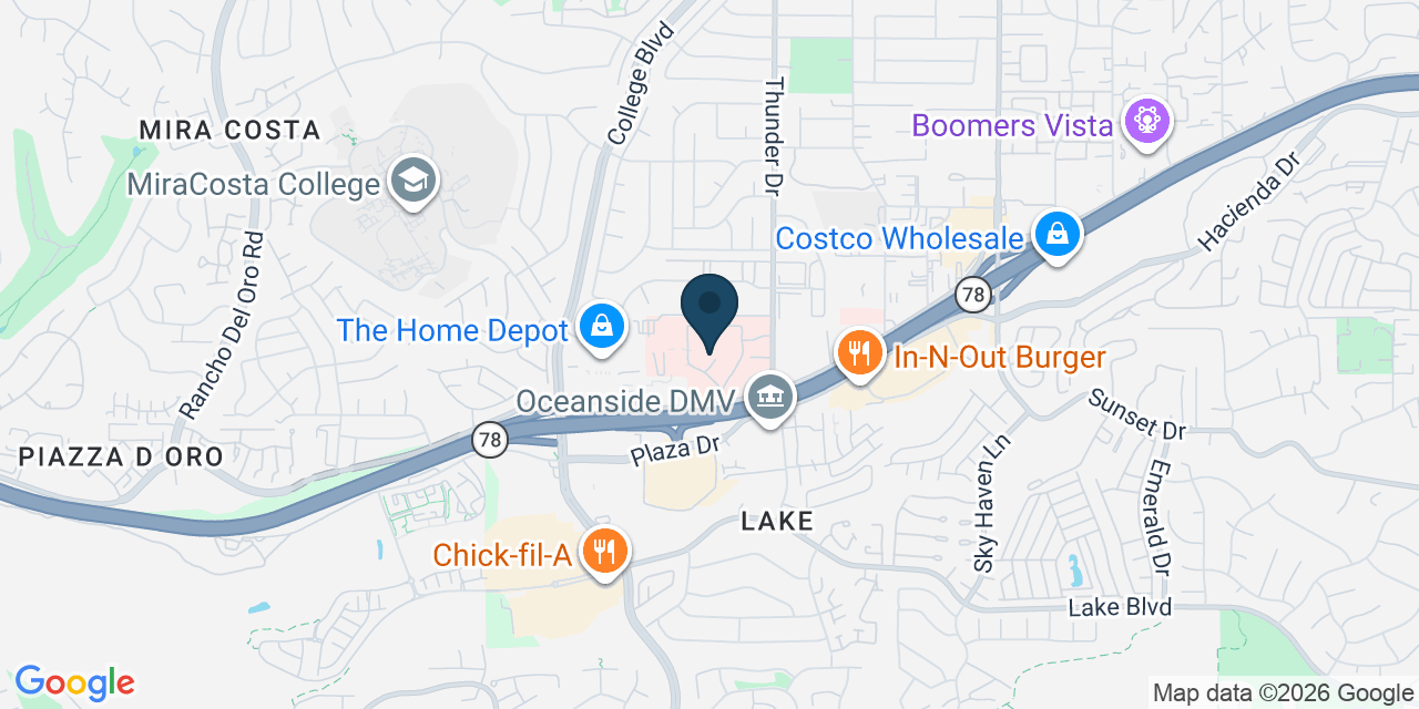 Map showing Oceanside, San Diego County, CA