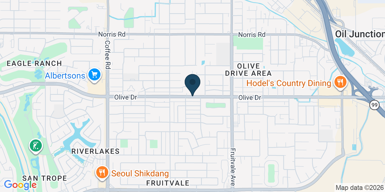Map showing Olive Drive area, Kern County, CA