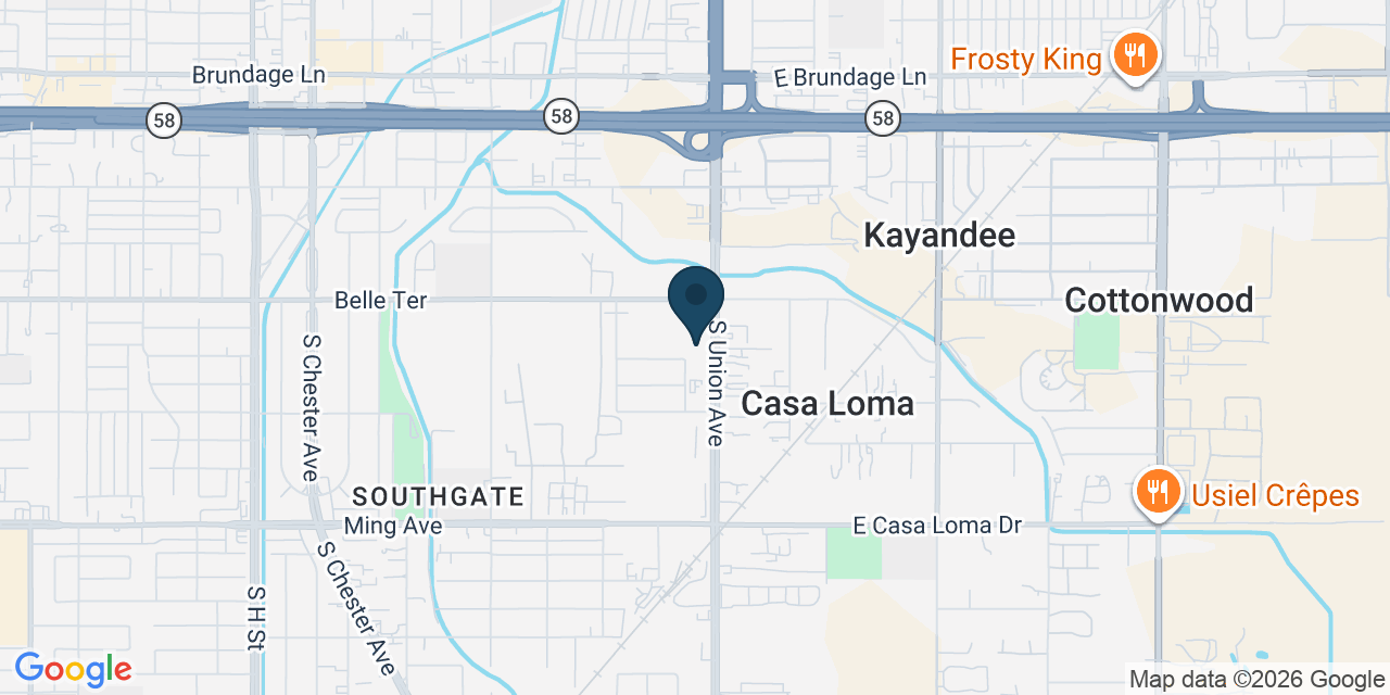 Map showing Bakersfield, Kern County, CA