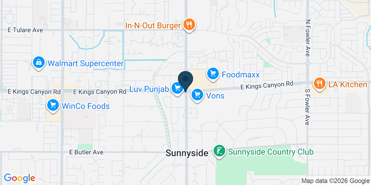Map showing Sunnyside, Fresno County, CA