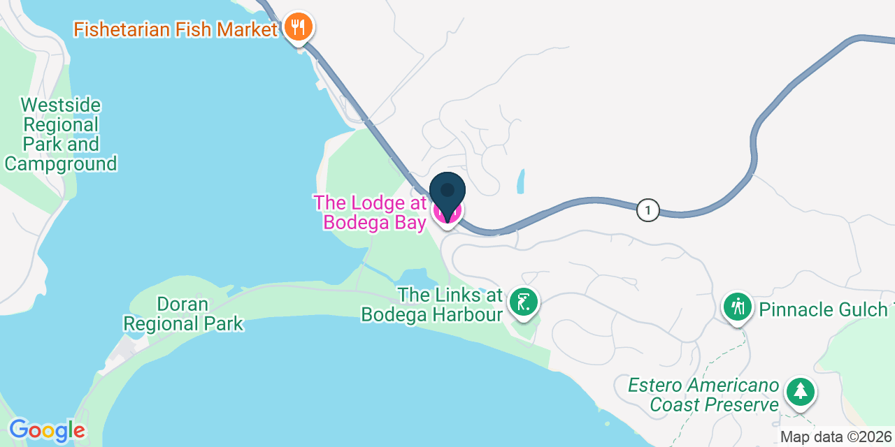 Map showing Bodega Bay, Sonoma County, CA