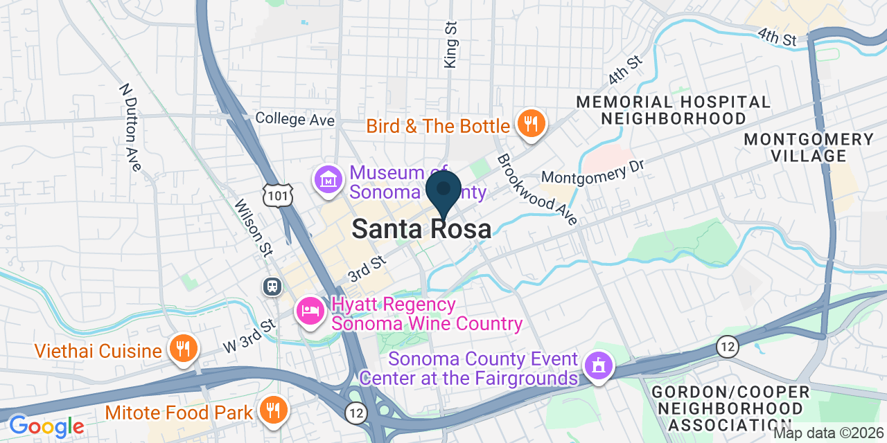Map showing Santa Rosa, Sonoma County, CA