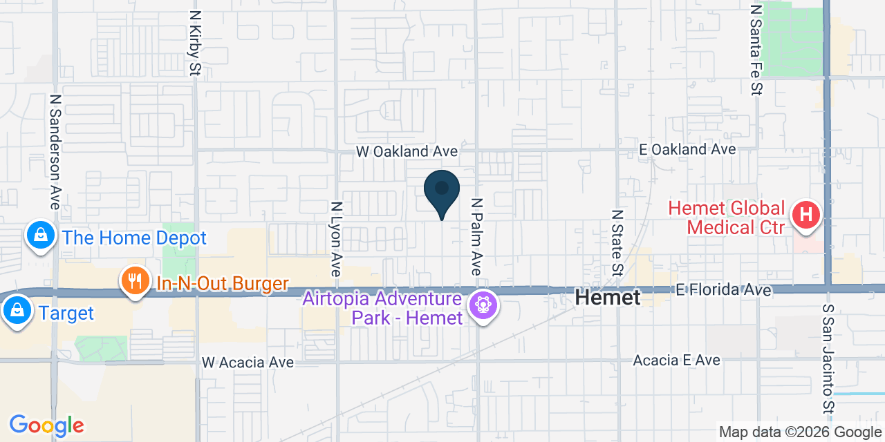 Map showing Hemet, Riverside County, CA