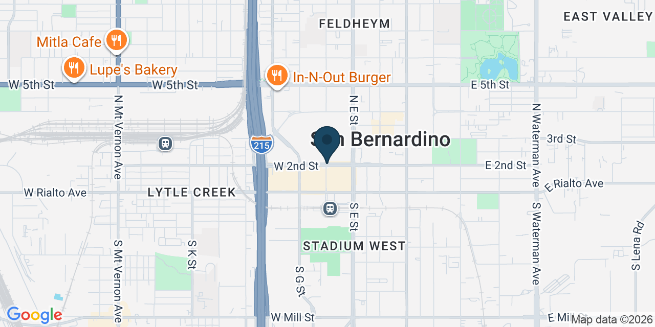 Map showing San Bernardino, San Bernardino County, CA
