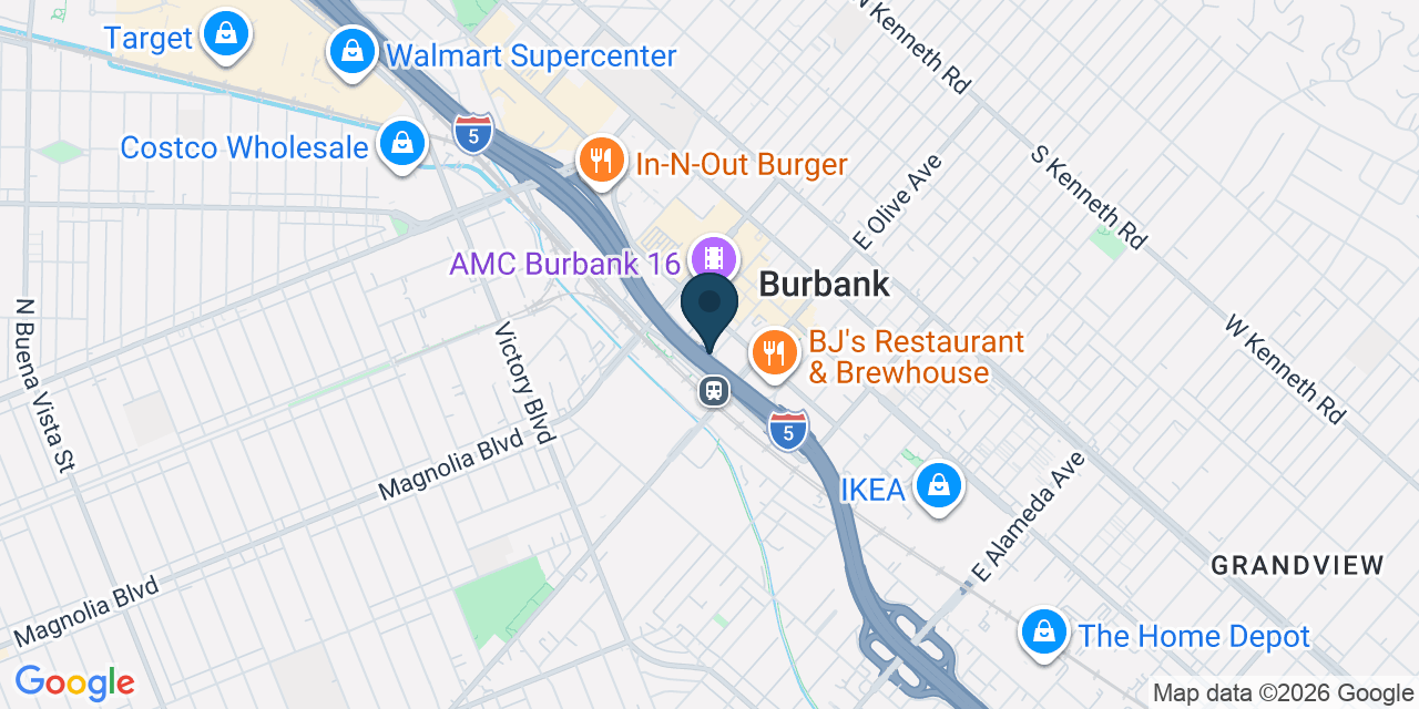 Map showing Burbank, Los Angeles County, CA