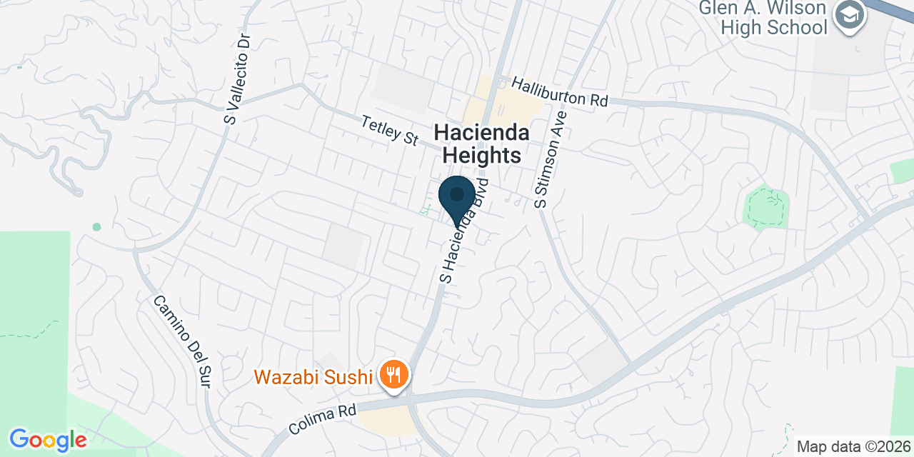 Map showing Hacienda Heights, Los Angeles County, CA