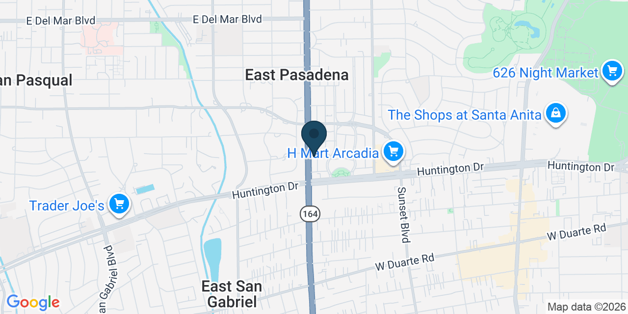 Map showing Pasadena, Los Angeles County, CA