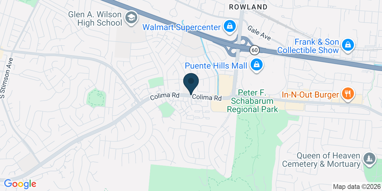 Map showing Hacienda Heights, Los Angeles County, CA