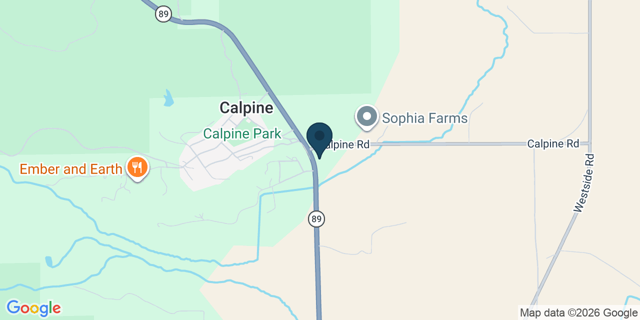 Map showing Calpine, Sierra County, CA