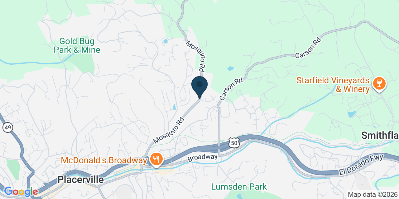Map showing El Dorado County, CA
