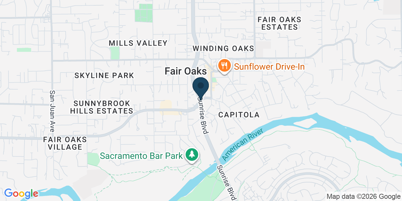 Map showing Fair Oaks, Sacramento County, CA