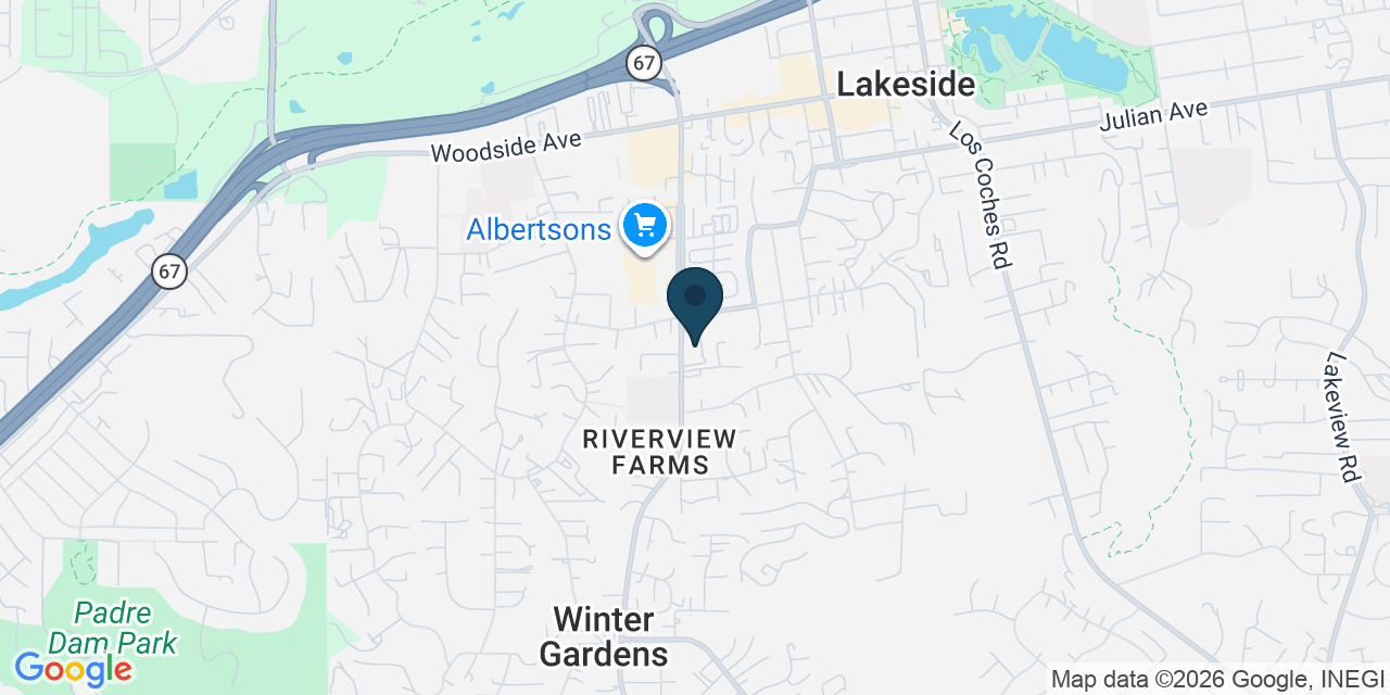 Map showing Lakeside, San Diego County, CA