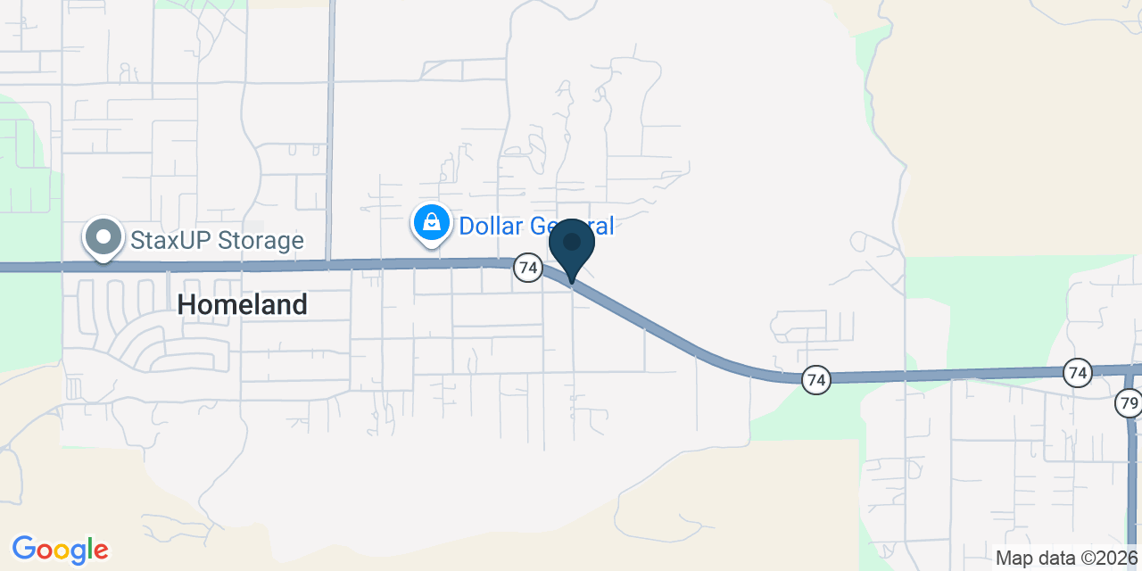 Map showing Homeland, Riverside County, CA