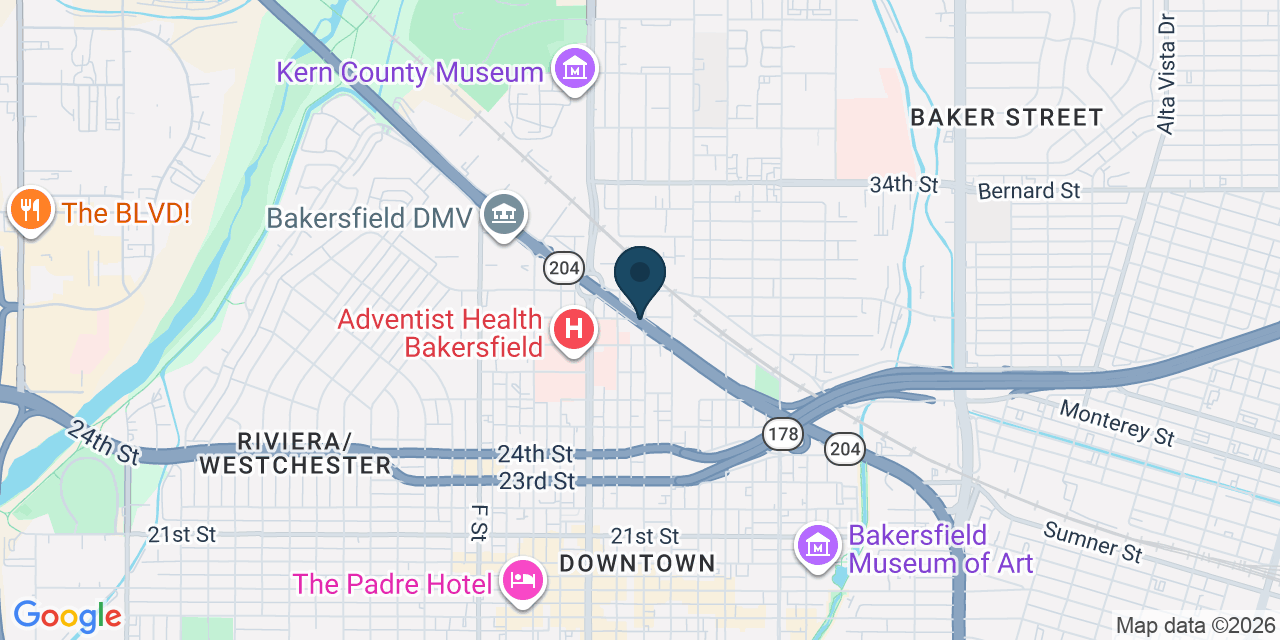 Map showing Kern County, CA