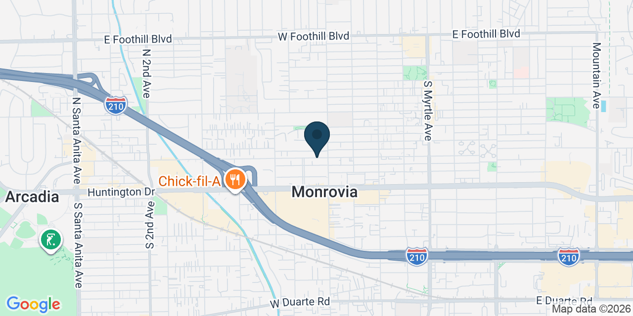 Map showing Monrovia, Los Angeles County, CA