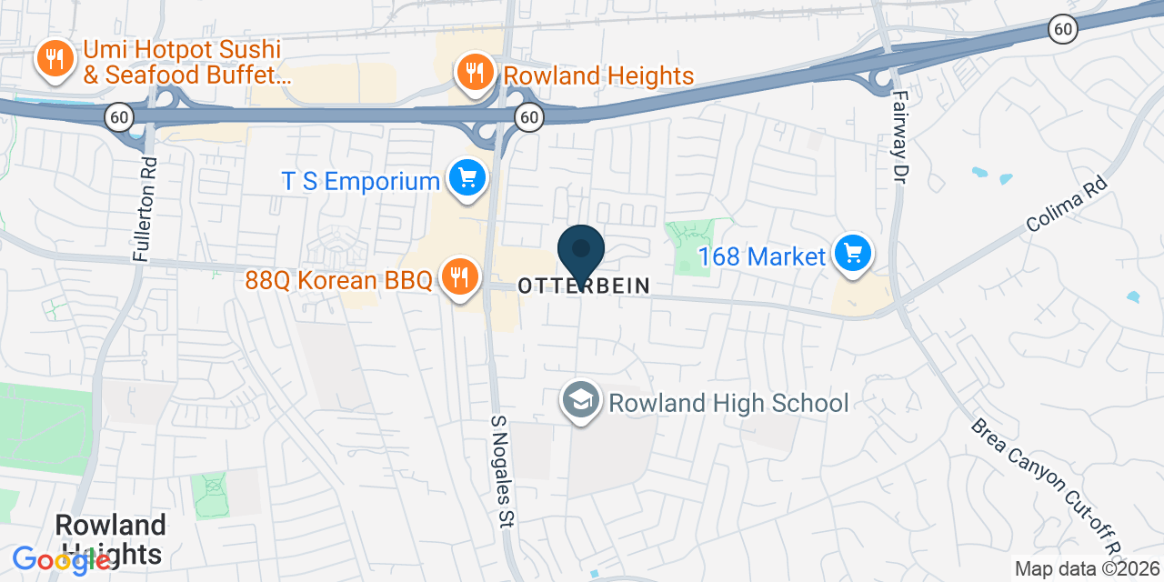Map showing Rowland Heights, Los Angeles County, CA