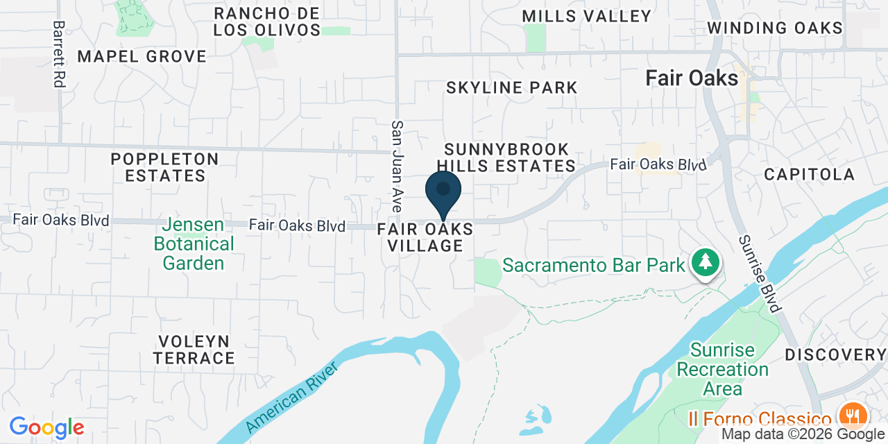 Map showing Fair Oaks, Sacramento County, CA