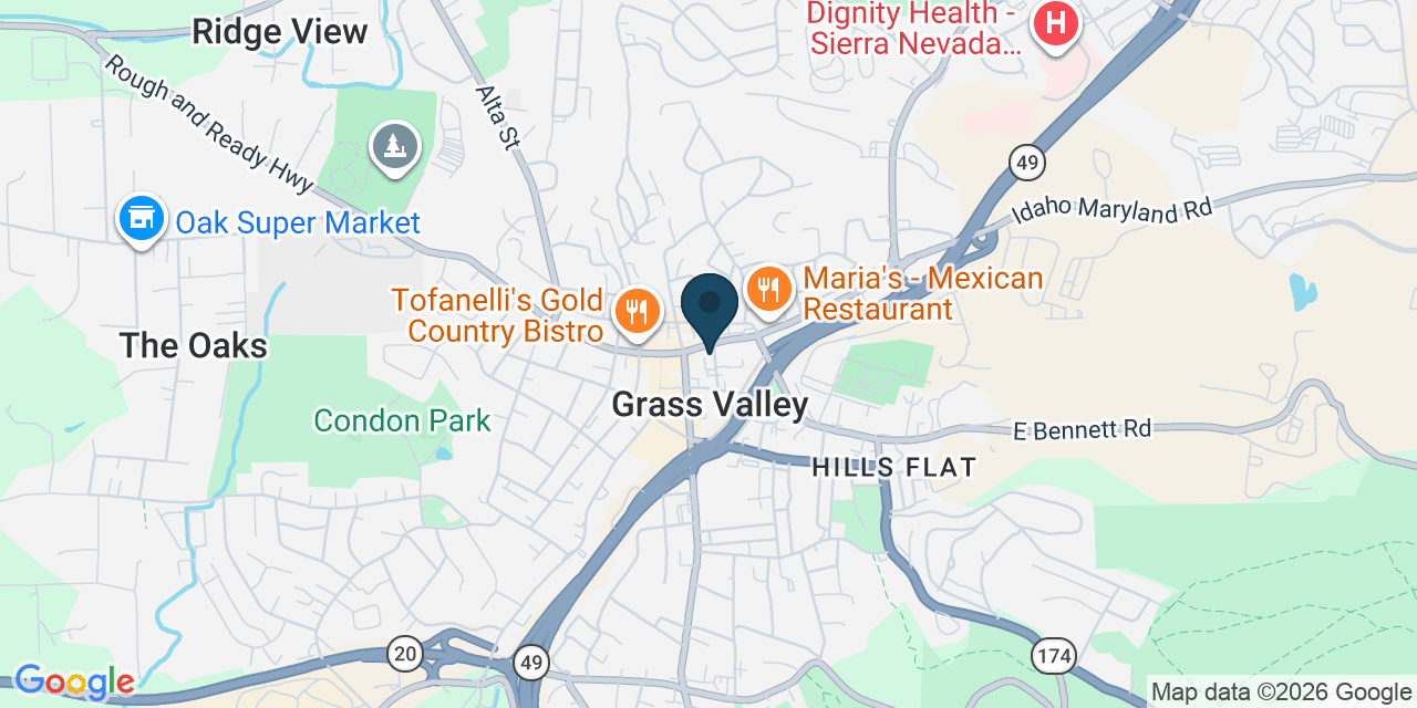 Map showing Grass Valley, Nevada County, CA