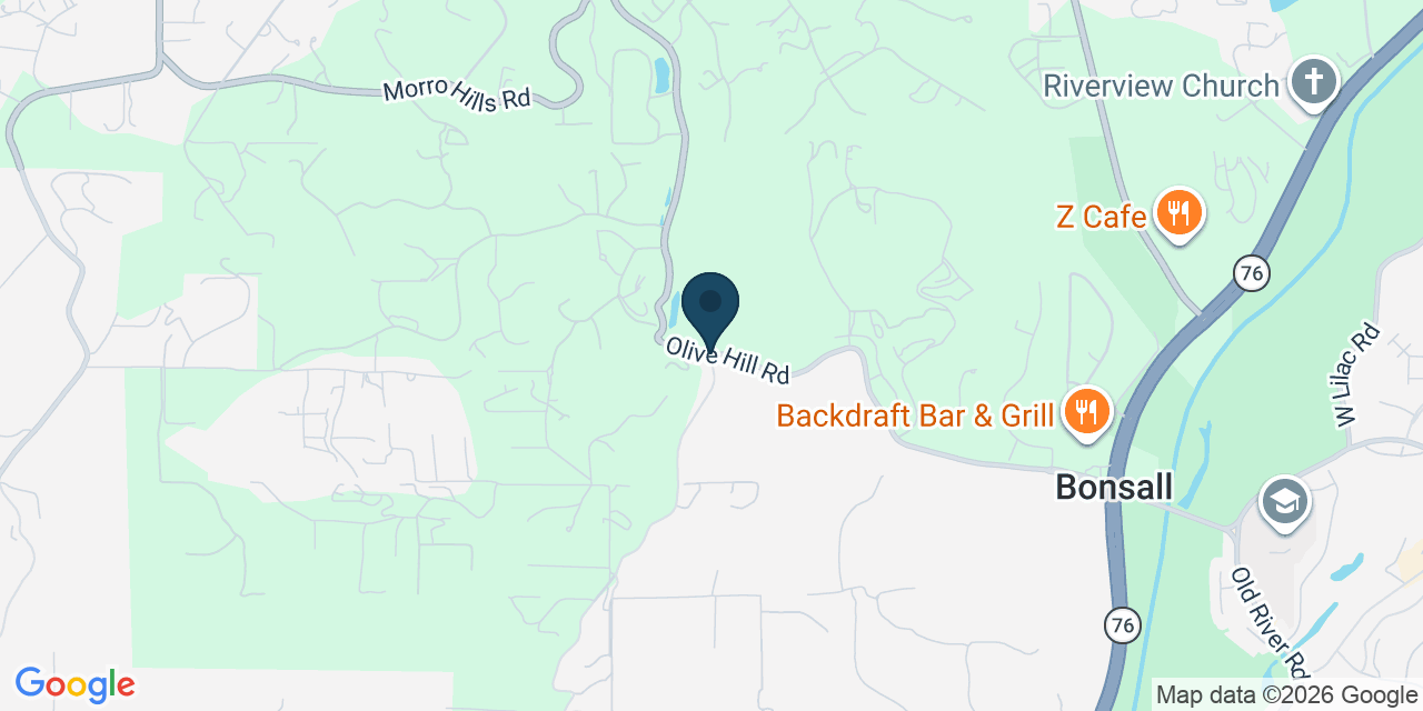 Map showing Bonsall, San Diego County, CA