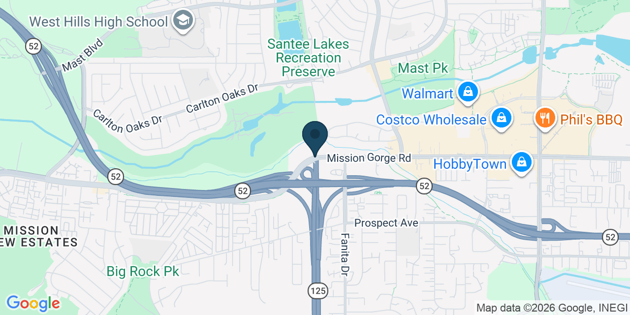 Map showing Santee, San Diego County, CA