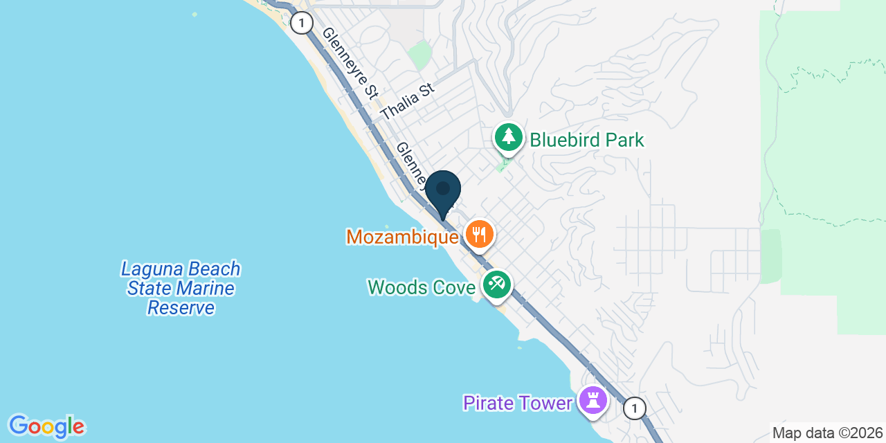 Map showing Laguna Beach, Orange County, CA