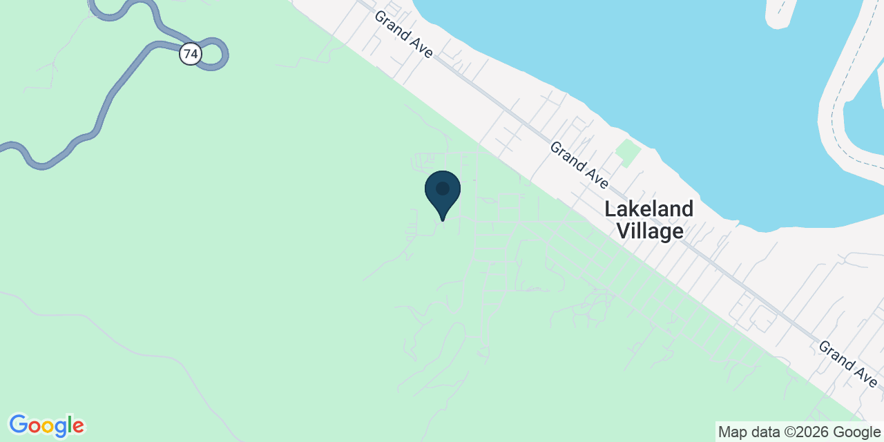 Map showing Lakeland Village, Riverside County, CA