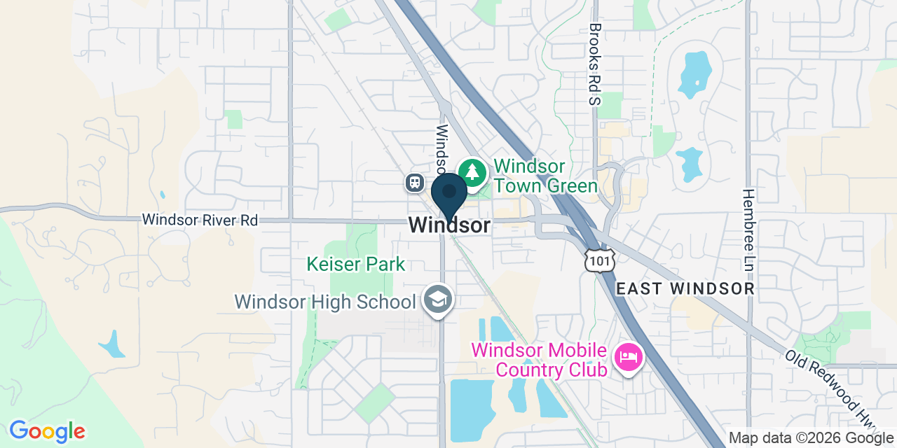 Map showing Windsor, Sonoma County, CA