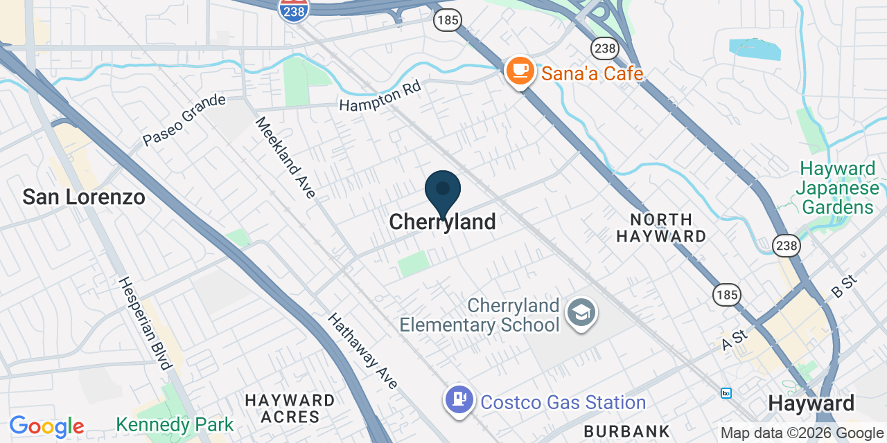 Map showing Cherryland, Alameda County, CA