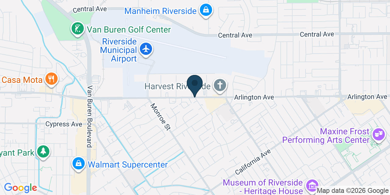 Map showing Riverside, Riverside County, CA