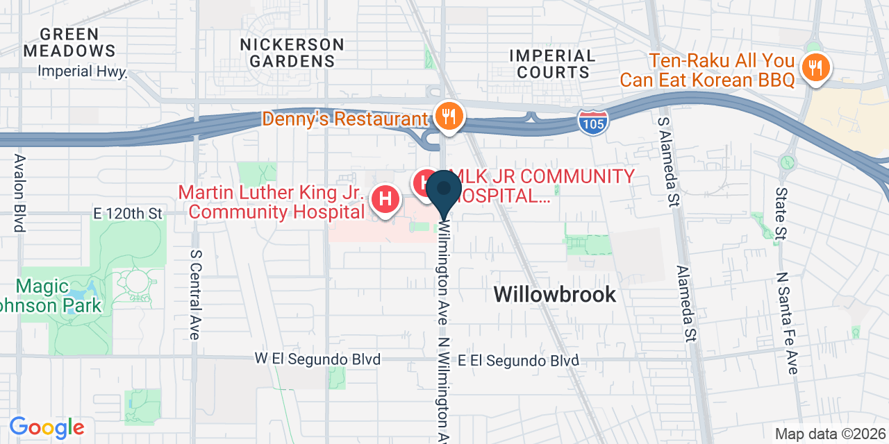 Map showing Willowbrook, Los Angeles County, CA
